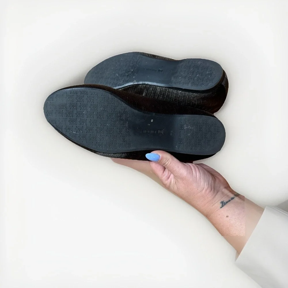 BIRDIES Dark Gray Velvet Starling Loafers Charcoal‎ Python Luxury US Women's 7.5